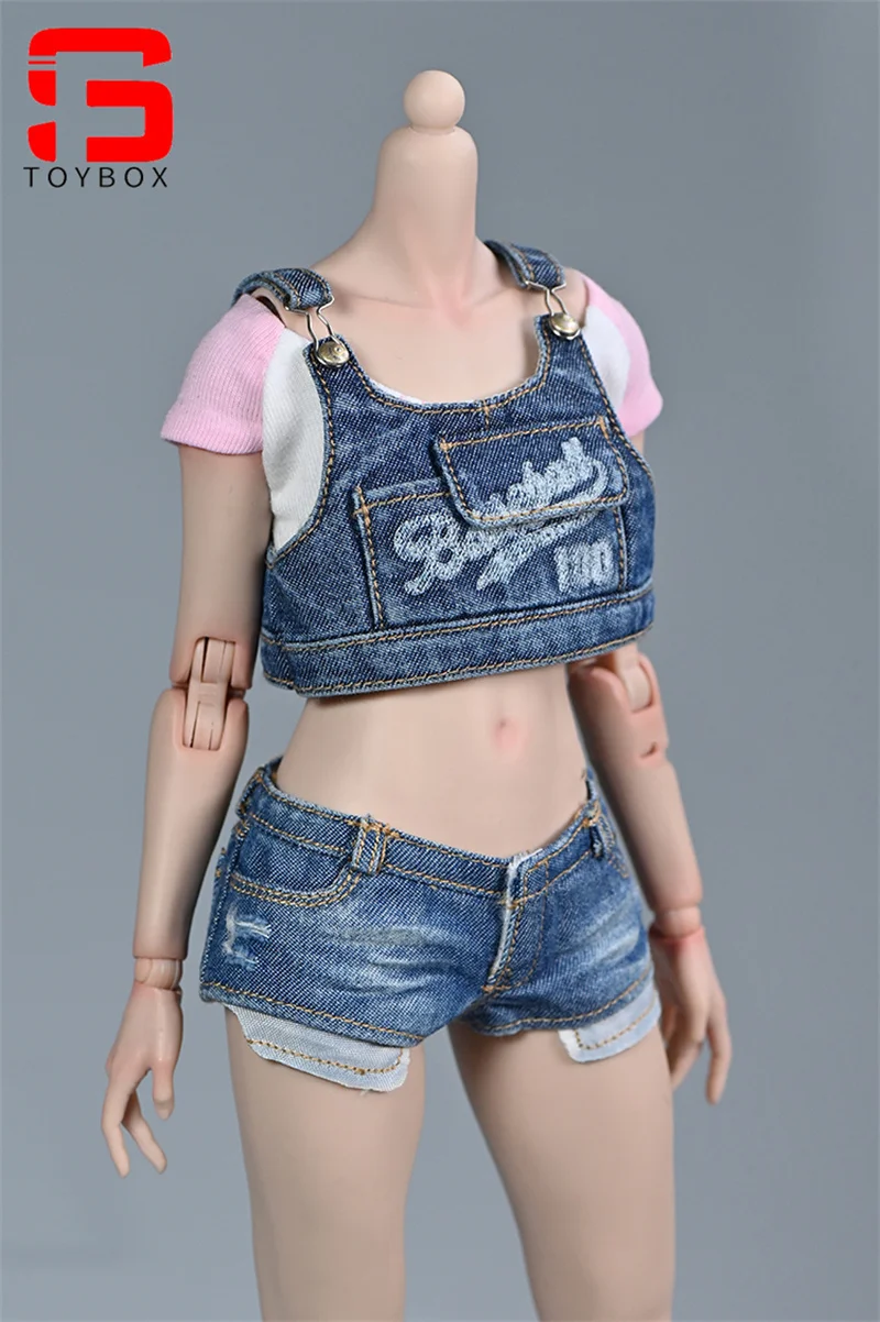 متوفر 1/6 موضة أنثى غسلها سترة جينز غطاء الساق الملابس والاكسسوارات نموذج صالح 12 ''الجندي عمل الشكل دمى الجسم #4