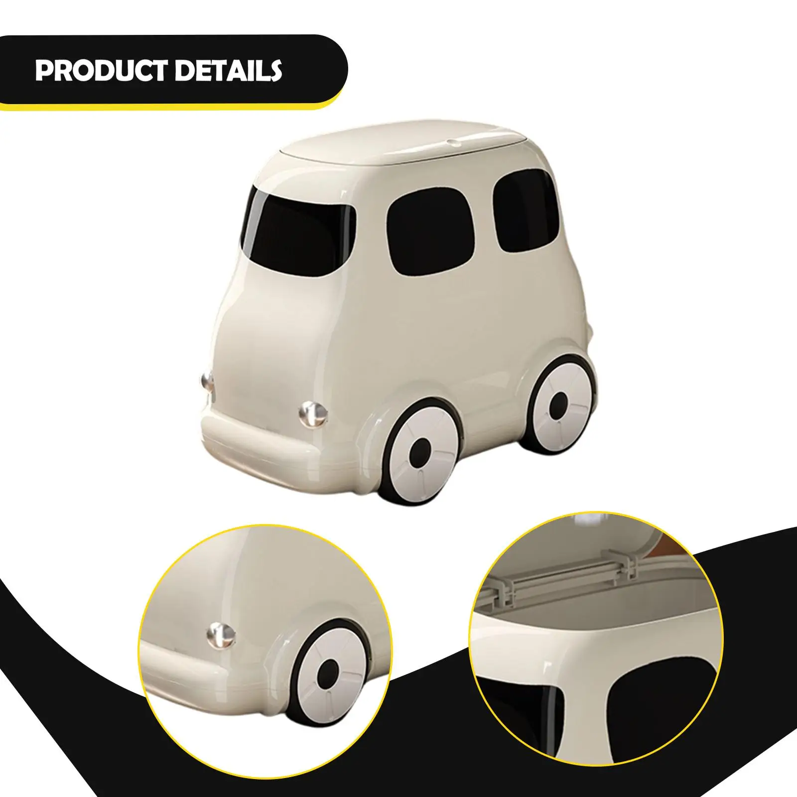 Portable Trash Can with Wheels Large Opening Sealed Press Top Wastebasket for Apartment Office