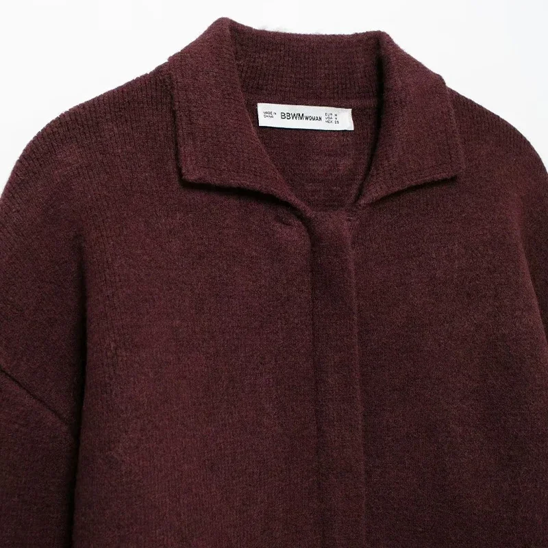 Giubbotti bomber con cerniera frontale rosso vino moda donna Vintage bavero collo maniche lunghe abiti da donna chic femminili