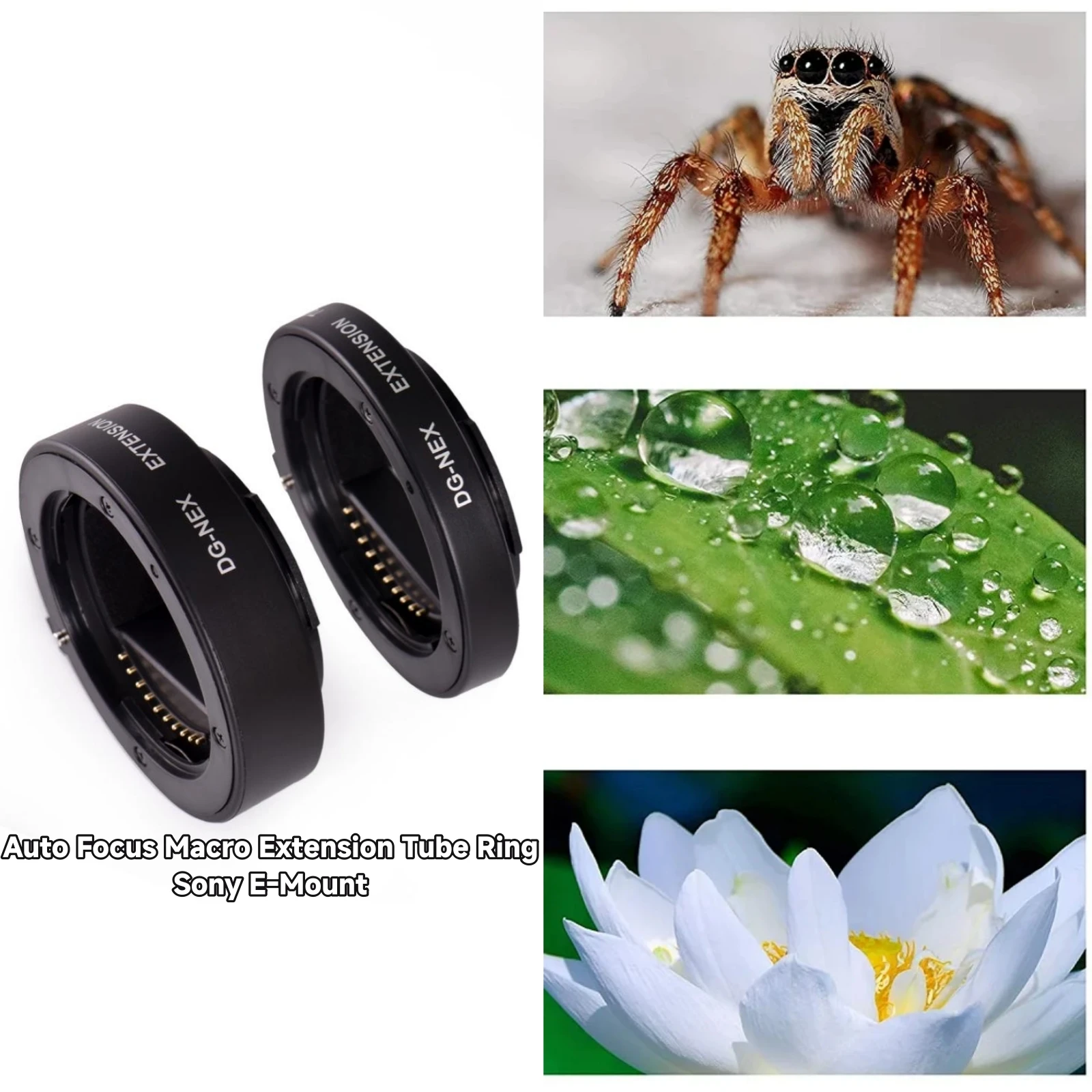 Anillo de extensión macro con enfoque automático de 10 mm y 16 mm para lentes Sony E Mount A7 A7II NEX-5 NEX-6 A6300 A6700 A9 A7RVI A7C