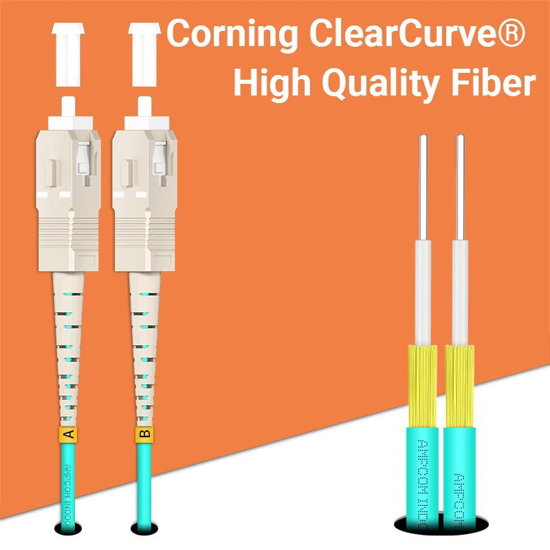 AMPCOM OM3 LC к SC UPC волоконно-оптический патч-кабель Многомодовый Дуплекс MMF 50/125μm 10 Гбит/с изгиб нечувствительный 2,0 мм оптоволоконный патч-корд