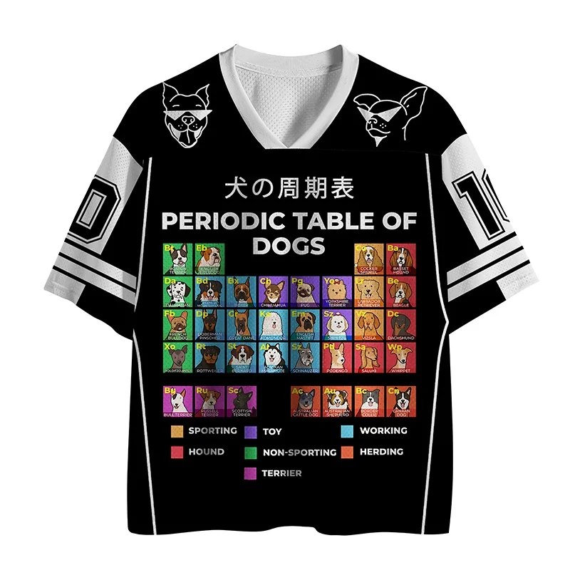 Dog Cycle Table Men's T-shirt New Fashion V-neck 3D Quick Drying Casual Outdoor Sports Adult Children Parent-child T-shirt