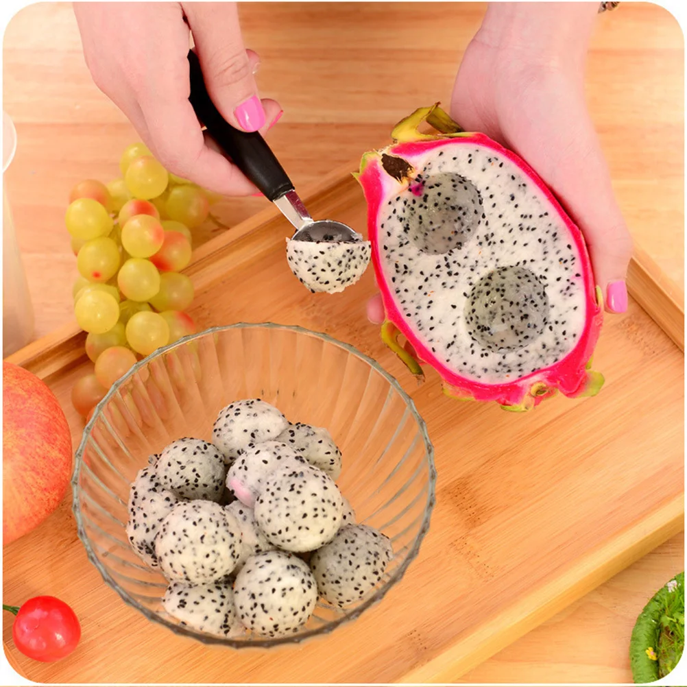 5 pezzi in acciaio inossidabile a doppia estremità con palla di melone, gelato alla frutta, cucchiaio da dessert, strumento da cucina, cucchiaio da scavo