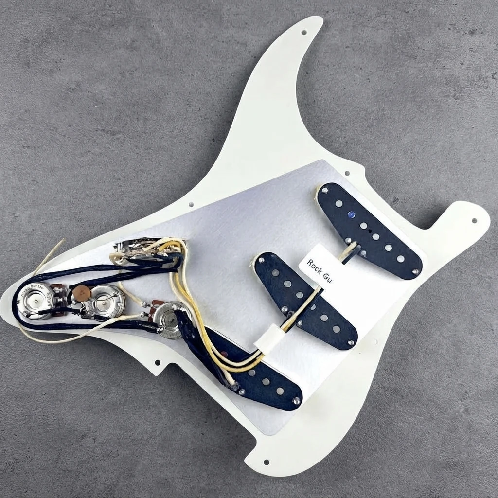 Loaded ST Pickguard Assembly, SSS Single Coil, Vintage Texas Tone, Alnico V Magnets, Prewired Control Plate for ST Style Guitars