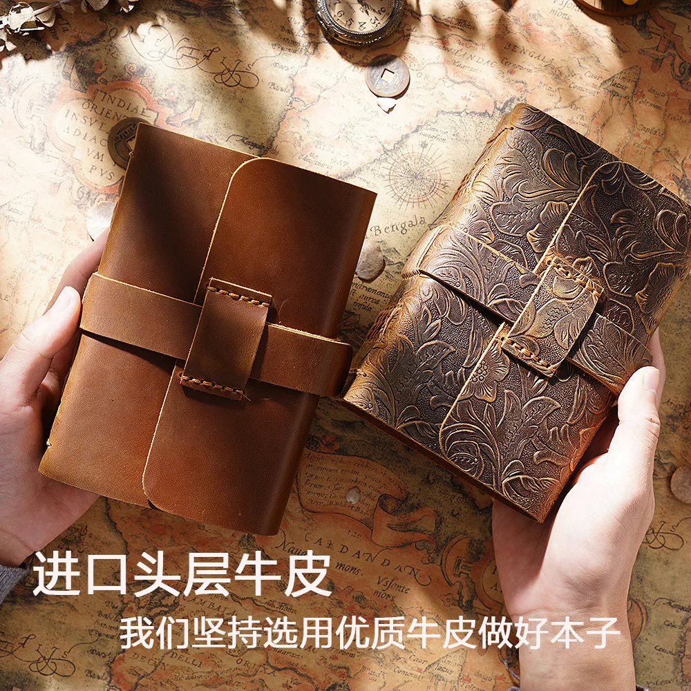 Retro Genuine Leather Journal Sketchbook Writing Notebook Thickened Stationery Handbook Travel Diary for Men & Women Gift