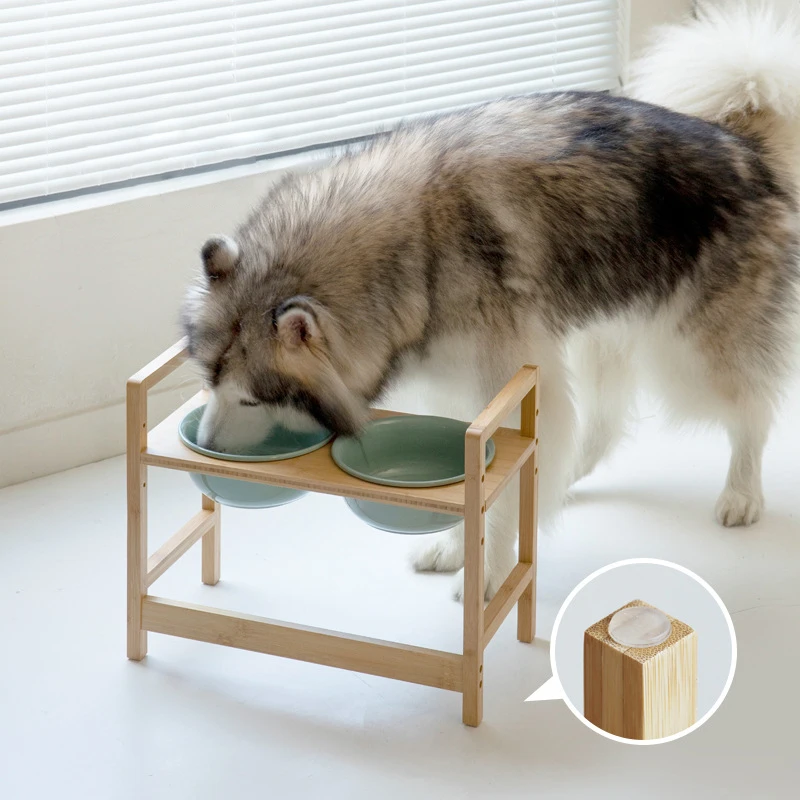 1600ml Pet Ceramic Bowl Medium Big Dogs Height Adjustable Food Water Dining Table Elevated Raised Large Capacity Feeding Bowls