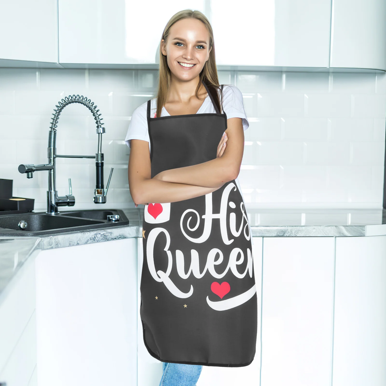 

2pcs Apron For Women Men Valentine'S Day Print Kitchen Cooking Baking Bbq Grill Gardening Household Gift Adjustable Unisex Smock