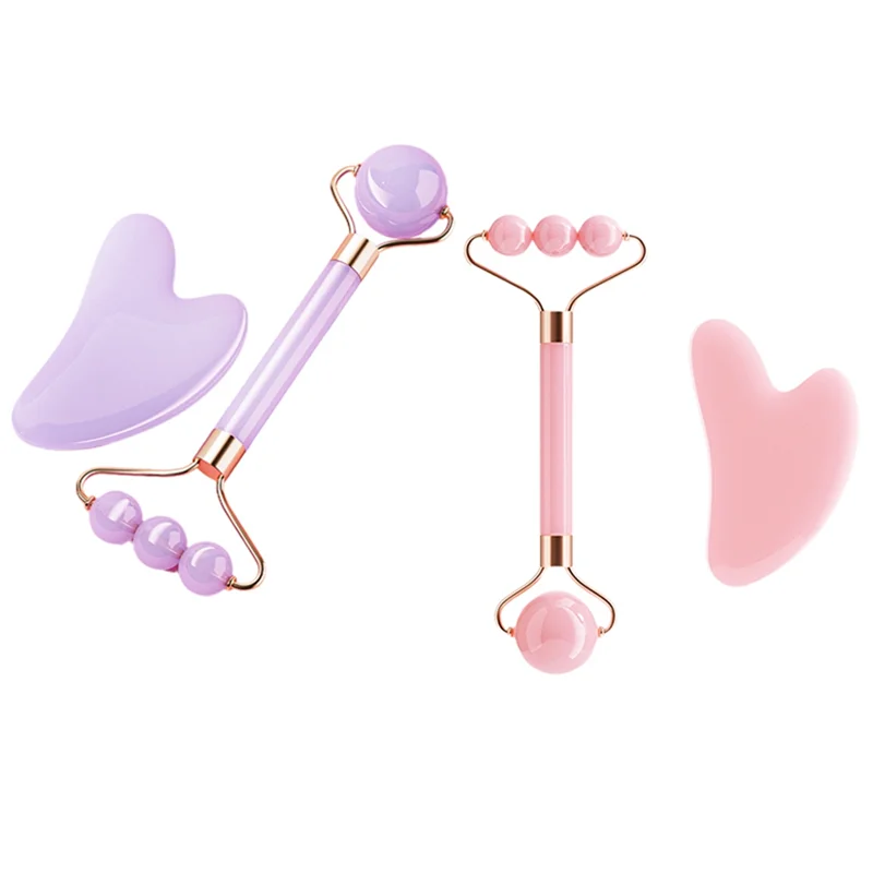 【ซื้อเลย】ลูกกลิ้งนวดหน้าสองหัวยกกระชับใบหน้าตาเรซิ่นกัวซาบอร์ดลูกกลิ้งหน้าสปาความงามผลิตภัณฑ์ดูแลผิวยืดกระชับ