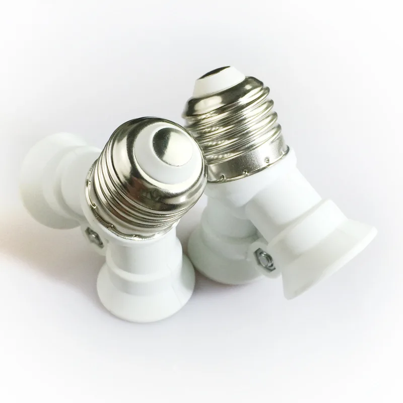 Universal E27 to 2E14 Screw Lamp Base Socket PBT 2Way E14 Light Bulb Adaptor Extend Holder LED Lighting Converter White