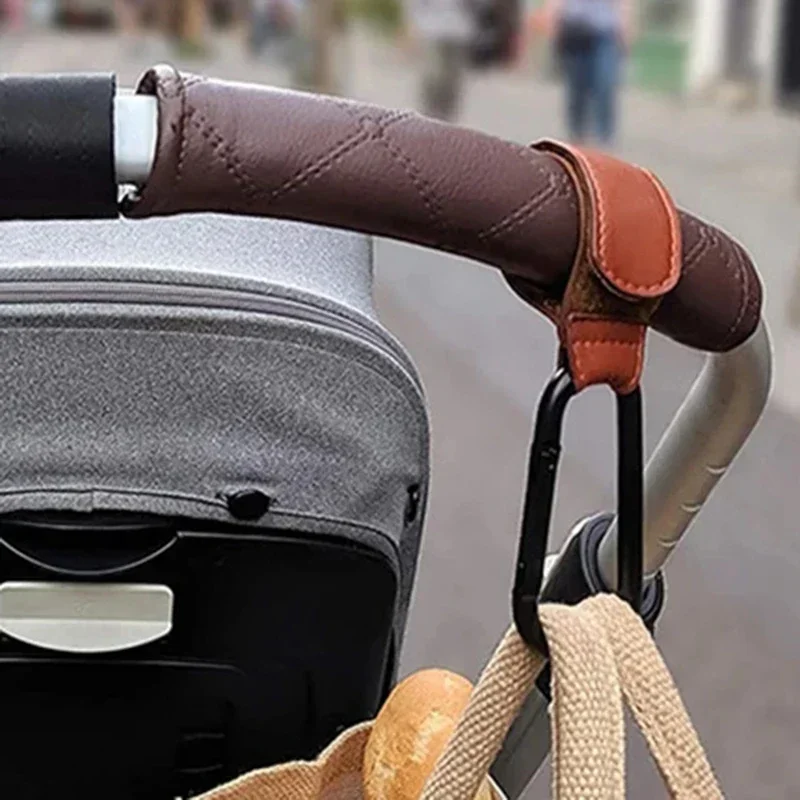 Baby Stroller Hook Fashion PU Leather Adjustable Pram Hook Cart Organizer Diaper Bag Hanger Children Boy Girl Travel Accessories