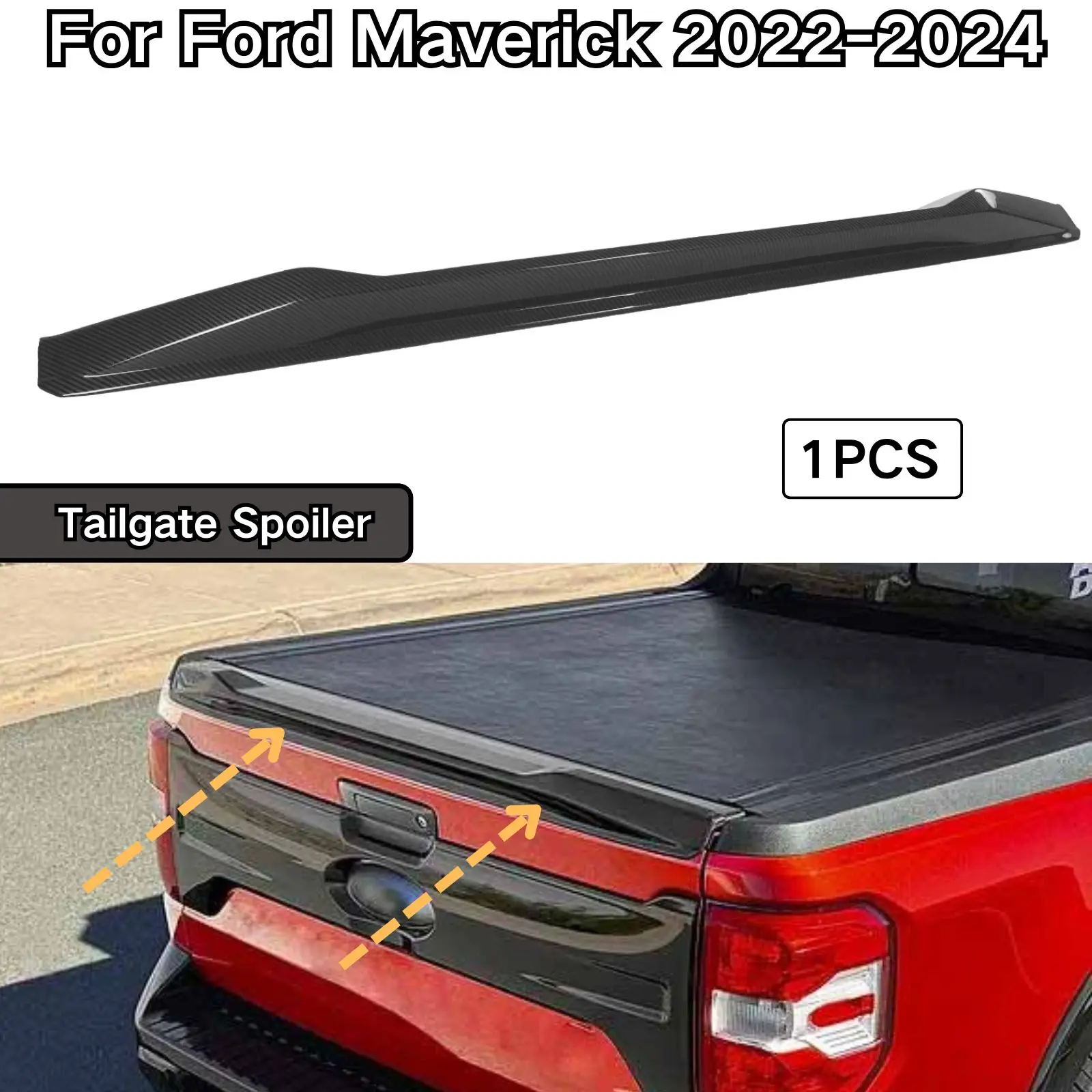 Alerón Trasero para Ford Maverick 2022 2023 2024, 1 Pieza, Accesorios para Auto, Kit de Carrocería, Negro Brillante, Impresión de Fibra de Carbono, Negro Mate