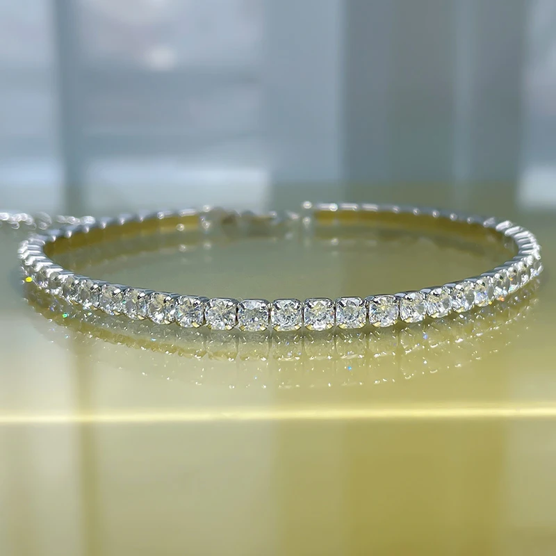 

2023 new S925 sterling silver full diamond bracelet 5A zircon factory direct sale 3mm row diamond chain