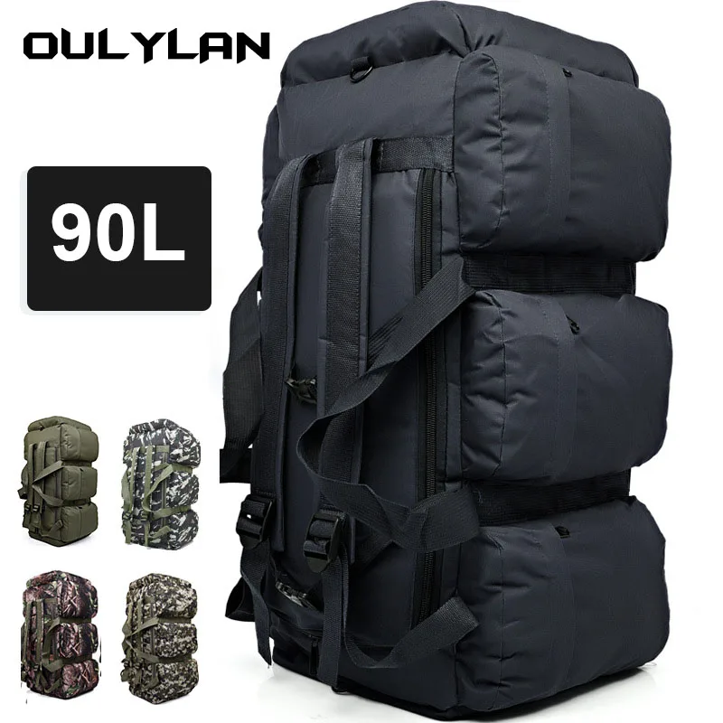 

90L Men Tactical Luggage Bag Super Capacity Mountaineering Bags Waterproof Men Backpack Outdoor Travel Camping Tent Bag