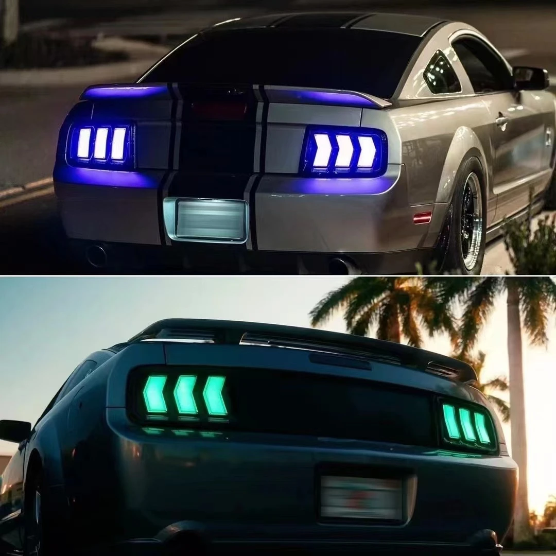 Upgraded RGB Tail Lights for Ford Mustang 2004-2009, LED Rear Light Assembly, High Brightness, Easy Installation