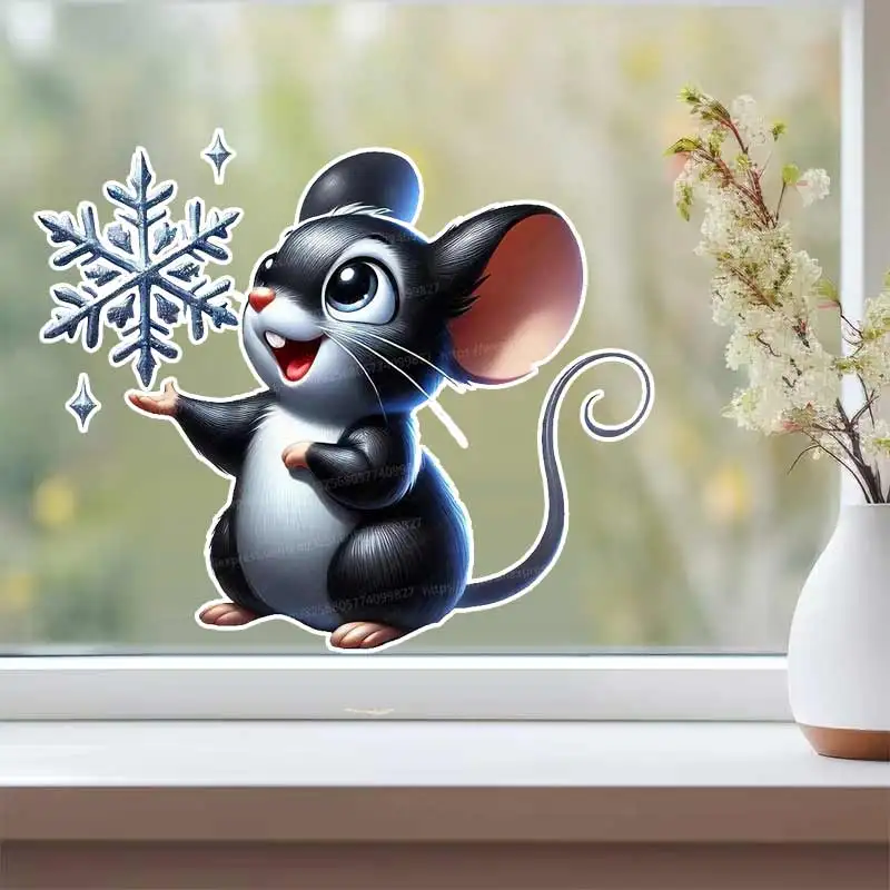 Festive Mouse Wall Sticker Bedroom Entrance Living Room Porch Home Decora Waterproof Celebration Art Decals Stickers M1454