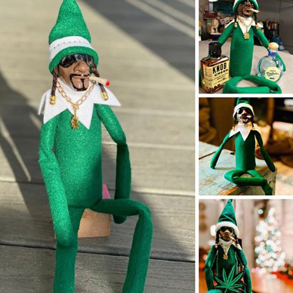 Christmas Decorations Creative Snoop On A Stoop Elf Doll Xmas Plush On A Bent Home Latex Ornaments New Year Elf Doll Gifts 2024