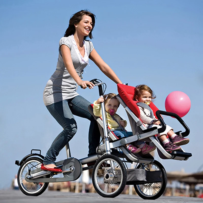 Variable-speed parent-child riding stroller foldable mother-infant stroller tricycle electric scooter