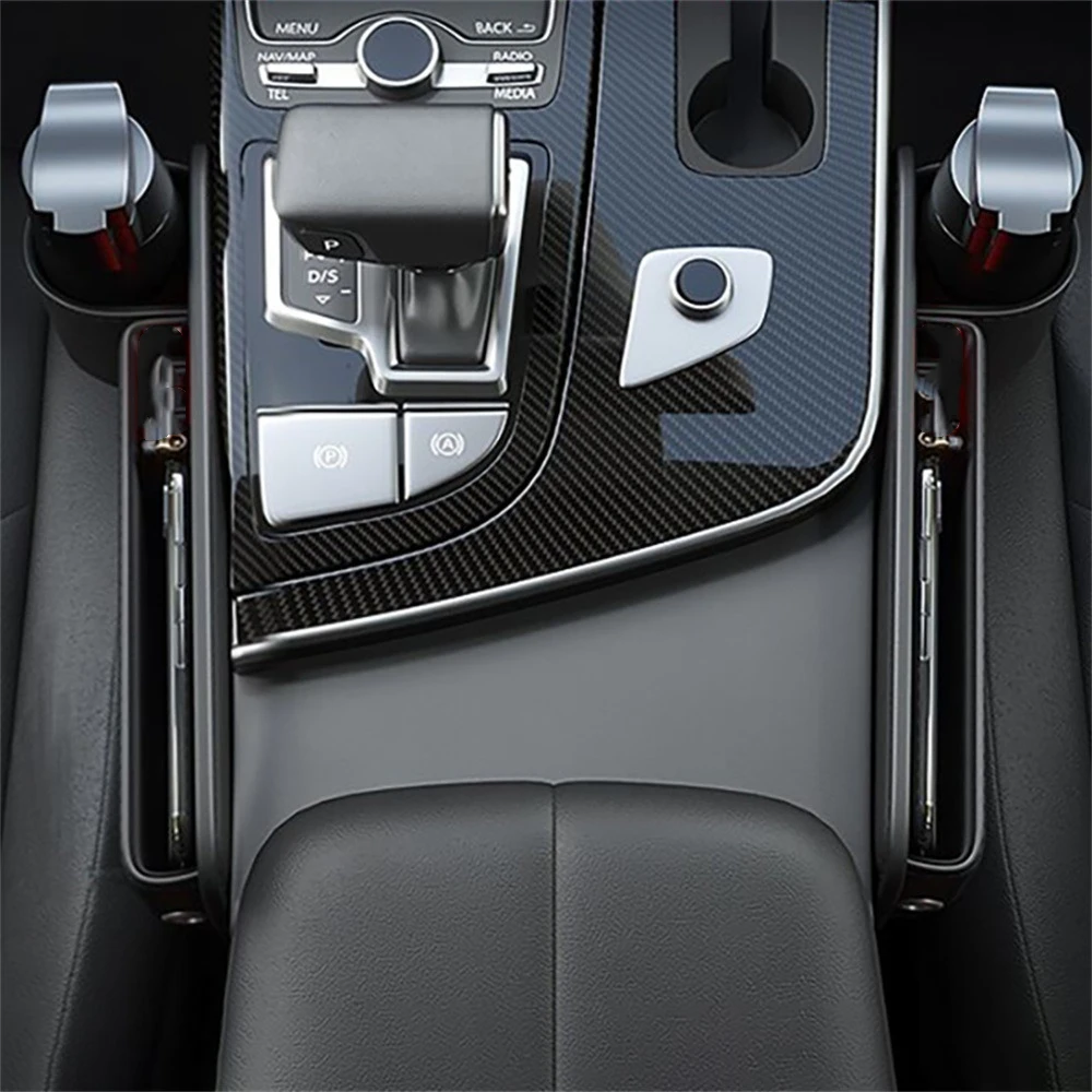 PU Leather Water Cup Holder Multifunctional with Charging Line Hole Crevice Side Storage Bag Seat Side Storage Pocket