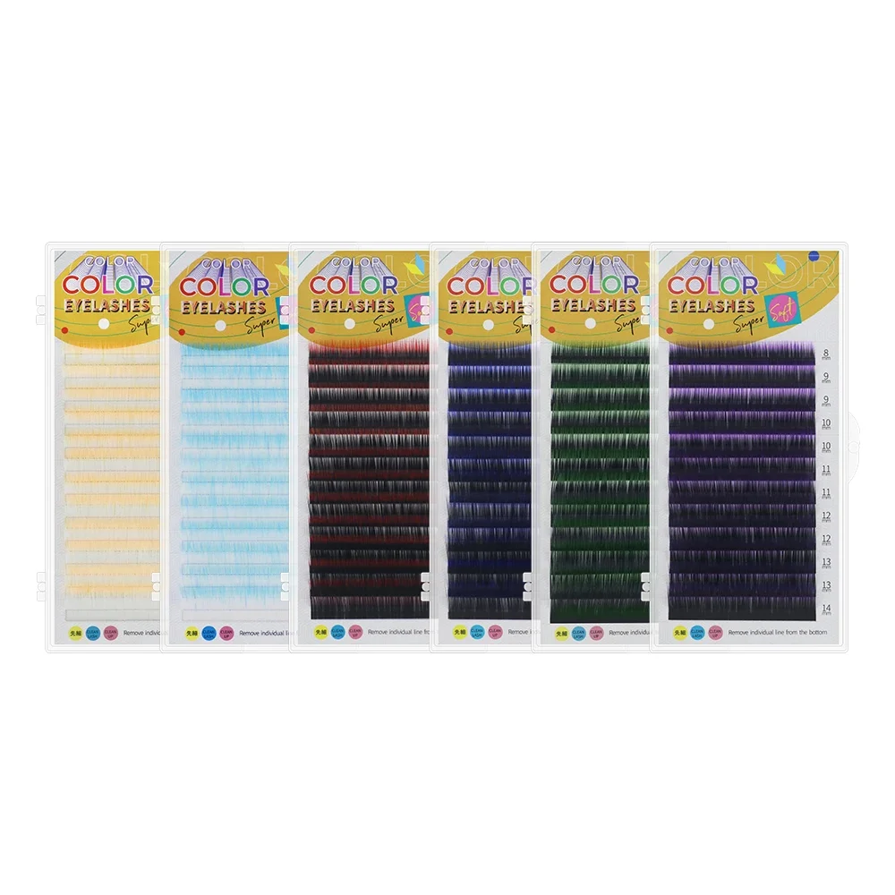 Gradient Color Eyelash Extensions GAHAMACA C/D/L Curl 8-14mm Individual False Lash 0.07mm Makeup Lifting lashes Tool Supplier