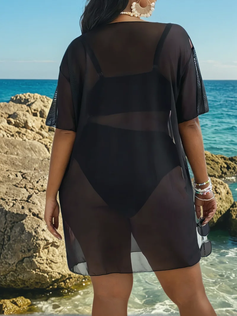 MOXDO Plus-Size Cover-Up Dress: Fashionable, Casual, Beach Vacation Style with Floral Print—Perfect for the Beach, Pool,