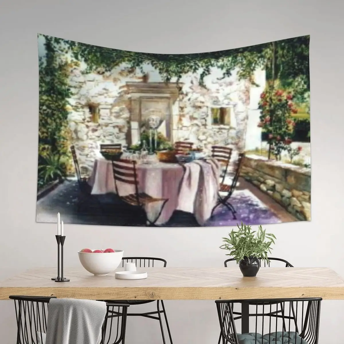 терраса в Провансе, прованский пейзаж, холодости, гобелен в стиле прованского дома, декор для ванной комнаты, гобелен