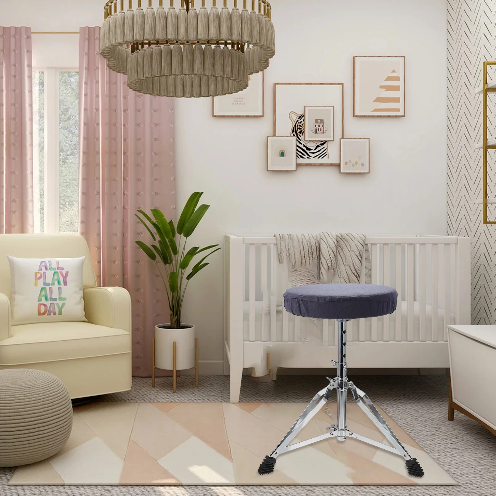 

Removable Elastic Round Chair Protector Premium Polyester Seat Cover Non-Slip Machine Washable for Wedding Banquet Party Dining