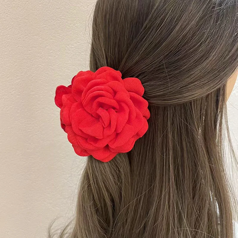 Pinzas para el pelo con flor de Rosa para mujer, pasadores de cangrejo, horquillas, accesorios para el cabello, moda de verano