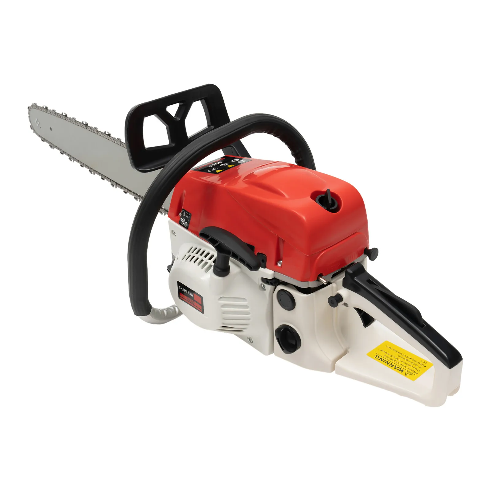 Rood Wit Gas Kettingzaag 52cc 51cm Bar, 2KW Middelgrote Zaag voor Huiseigenaar en Landschap Gebruik