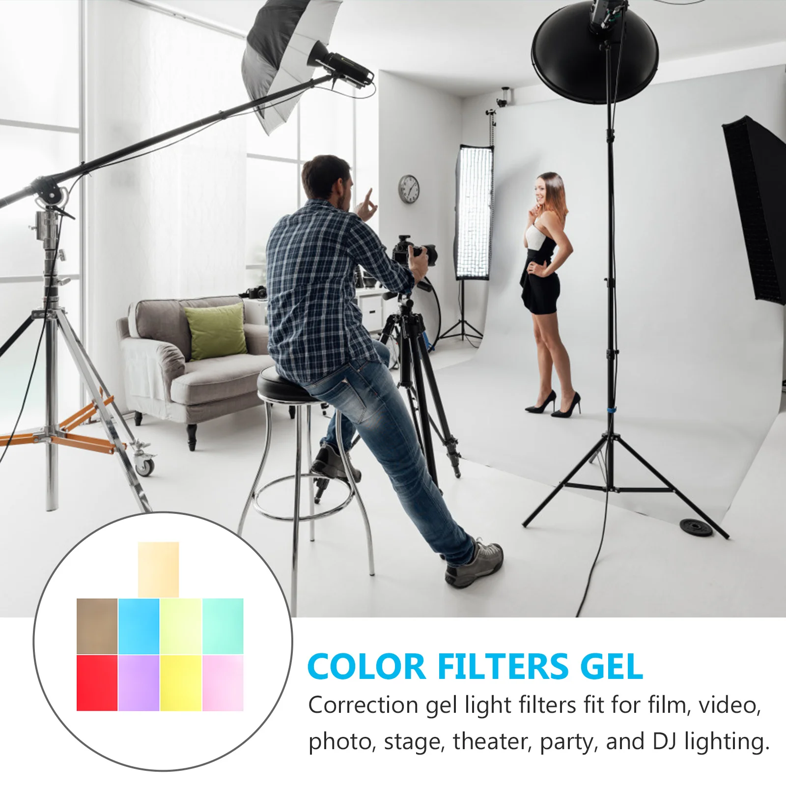 

9Pcs Color Filter Set Gel Sheets for Strobe Flash Dj Party Theaters Scrapbooks Color Mixing Transmission Absorption