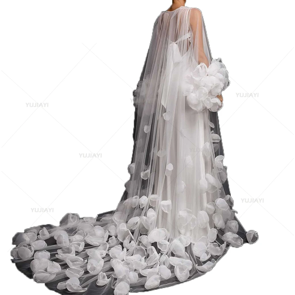 Abiti da sposa bianchi per servizio fotografico Abito da donna in tulle trasparente Abito lungo fatto a mano con fiori Abito da sposa Boudoir Indumenti da notte da notte