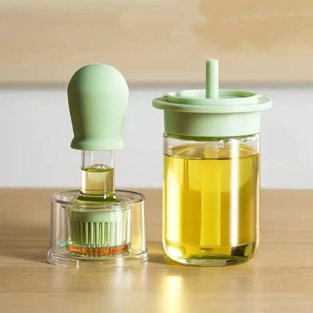 

2 in 1 Measuring Oil Bottle 180ML Glass Oil Dispenser Bottle Quantitative Control Heat Resistant Barbecue Spray Bottle Baking