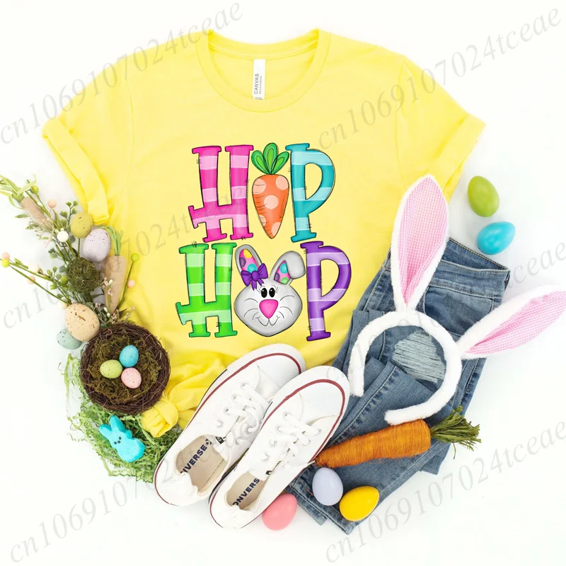 Hip Hop Easter Easter Bunny Print Women T-shirt Tshirt Summer Cute Easter Bunny Graphic Fashion Female T Shirts Woman Clothing