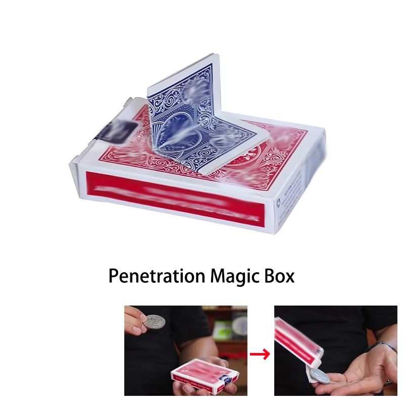 Any Small Item Thru Card Box Close up Magic Tricks Penetration Magic Tricks Illusions Card Magic Props Street Magic