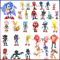 New 12pcs Set Mini Cute Sonic PVC Character Toy Hedgehog Shadow Tail Figure Model Dolls Children Animal Toy Birthday Gift 5-6cm