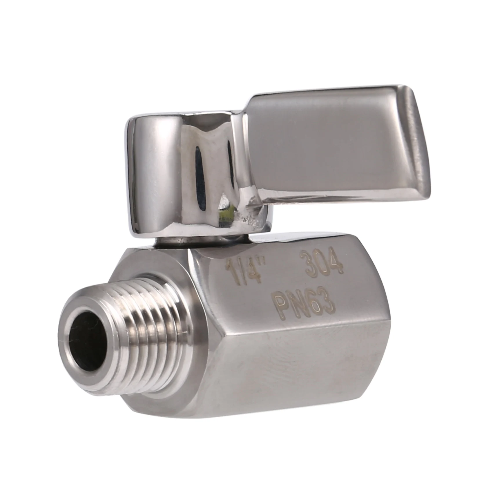ABZV-1/4inch 304 Stainless Steel Mini Ball Valve,Female NPT X Male NPT Thread, Shut-Off Valve