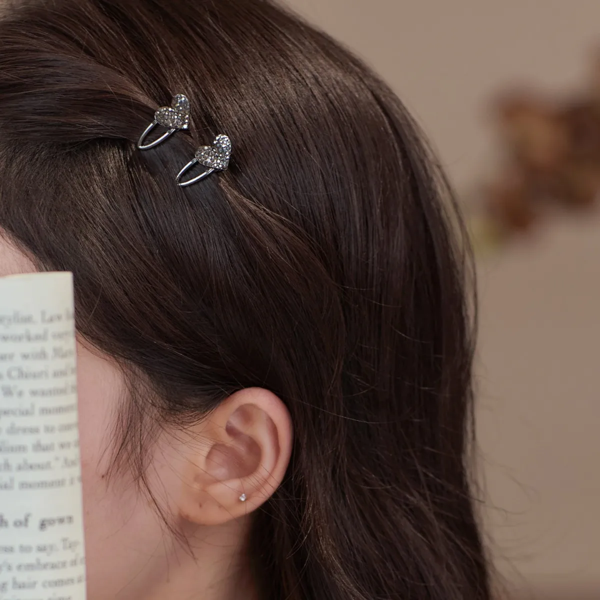 Small Forehead Broken Hairpin, Mini Rhinestone Bow, Side Duck Bill Clip, Premium Bangs Clip, Crystal Hairpin. view 4