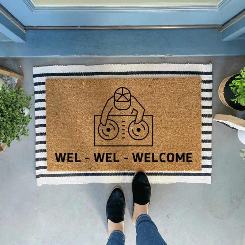 Personalized Custom Coir Doormat Funny Outdoor Doormat Gift for DJ Modern Doormat Entryway Rug Front Door Mat Men New Home Gift