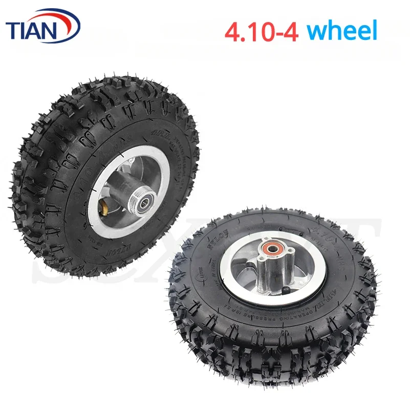 4.10/3.50-4 Tyre Inner Tube 410/350-4 4.10-4 Tires with 4 Inch Hub Fits 47cc 49cc Mini Quad Dirt Bike Scooter ATV Buggy Wheels