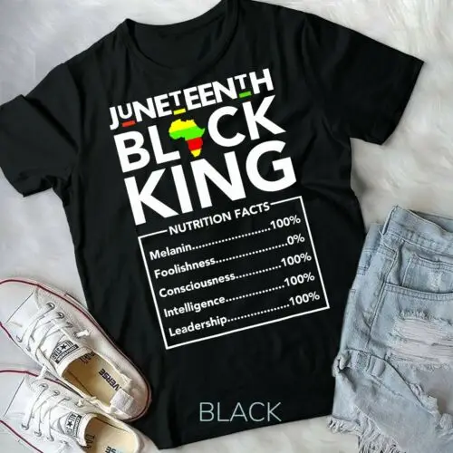 Juneteenth Black King Nutritional Facts Mannen Boys Papa Son Leuke Unisex Jeugd Tshirt