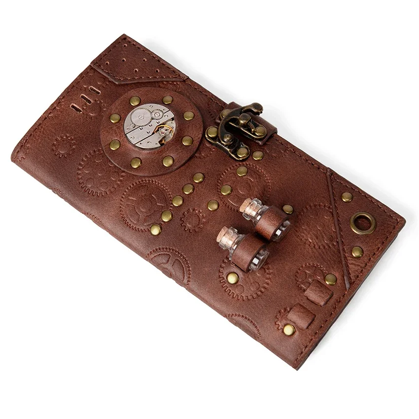 Vintage Long Wallet PU Leather Clutch Gothic Anime Men's Purse Card Steampunk Industrial Bag Coin Purse for Woman Hand bag