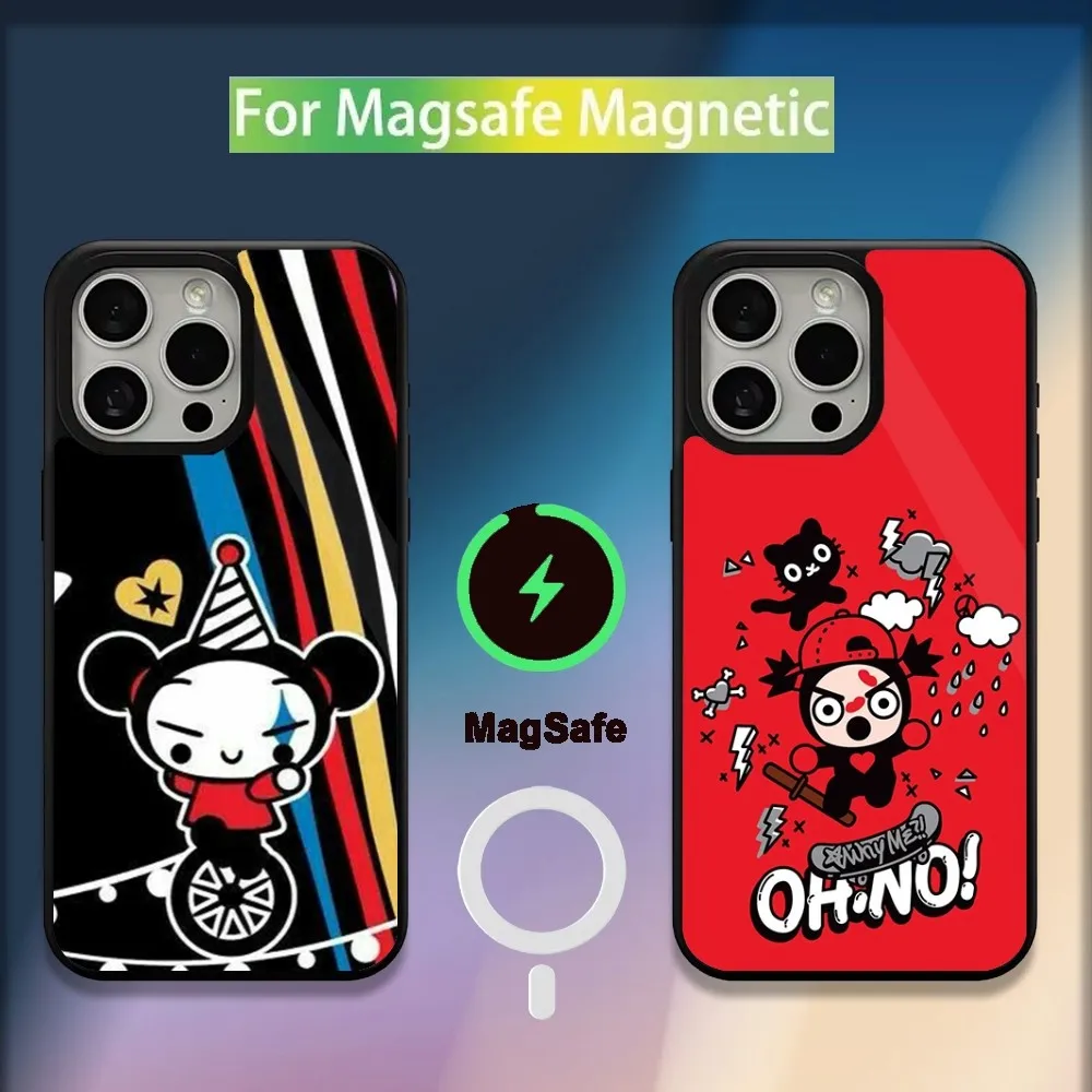 Cute P-Pucca Garu Phone Case For iPhone 16,15,14,13,12,11,Plus,Pro,Max,Mini Magsafe Magnetic Wireless Charging