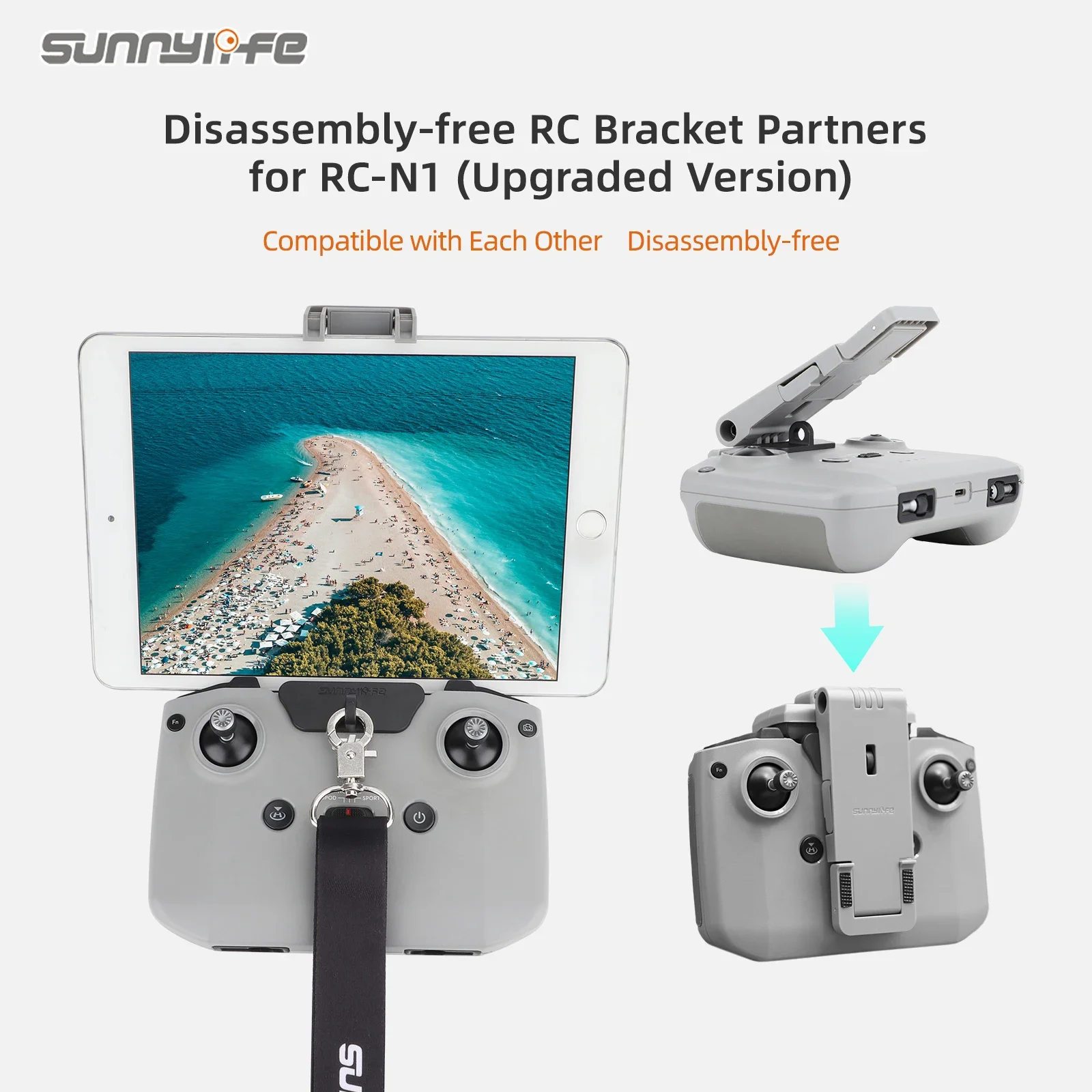 For DJI NEO/Mini 4K/3 Pro/AIR3 Remote Controller RC-N2/3 Detachable Strap Tablet Holder For DJI RC N3 Remote Controller Stand