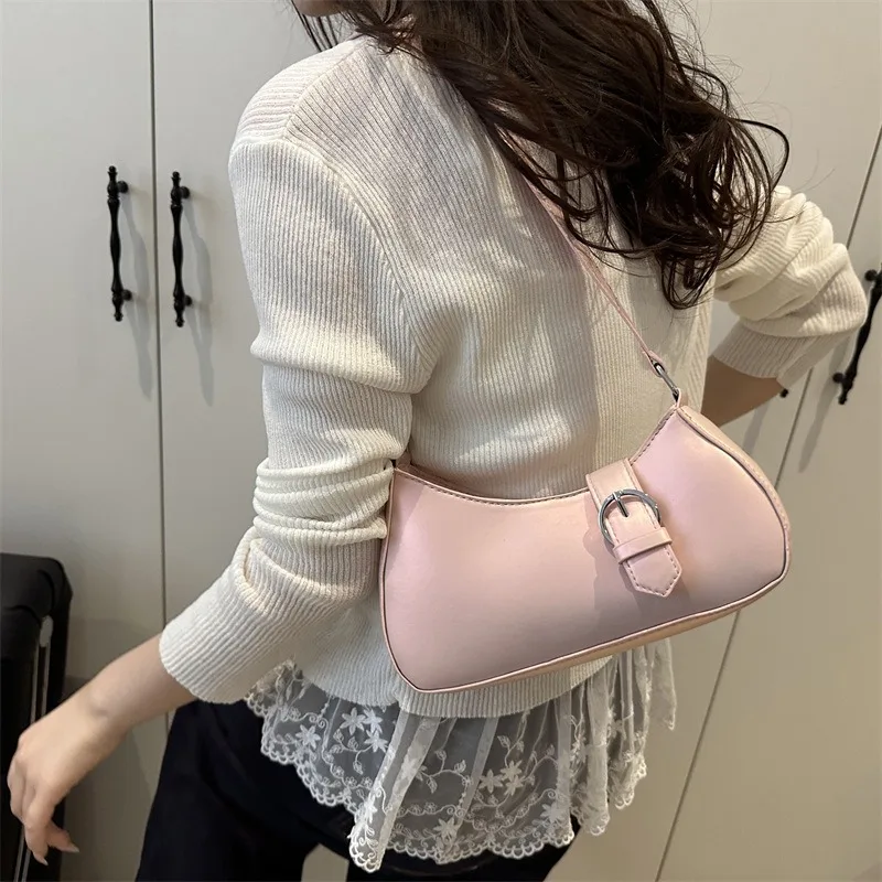 

Women's Shoulder Bag Solid Color Popular Small Bag Trend Summer 2025 New Trendy Crossbody Bag Texture Shoulder Underarm Bag