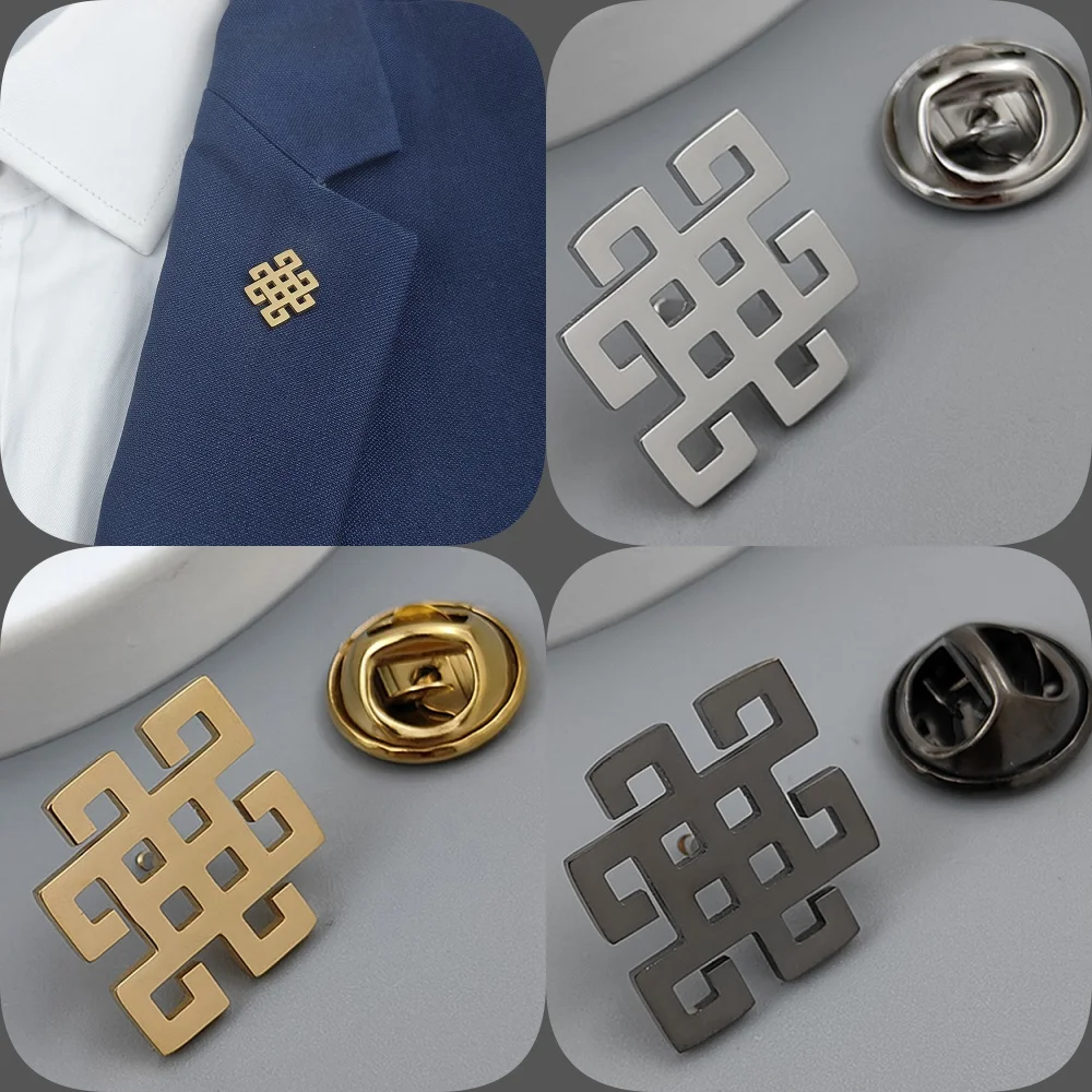 

Chinese knot hollow gold-plated badge, women's anti-exposure buttons, suit lapel pins, collar brooches, formal accessories