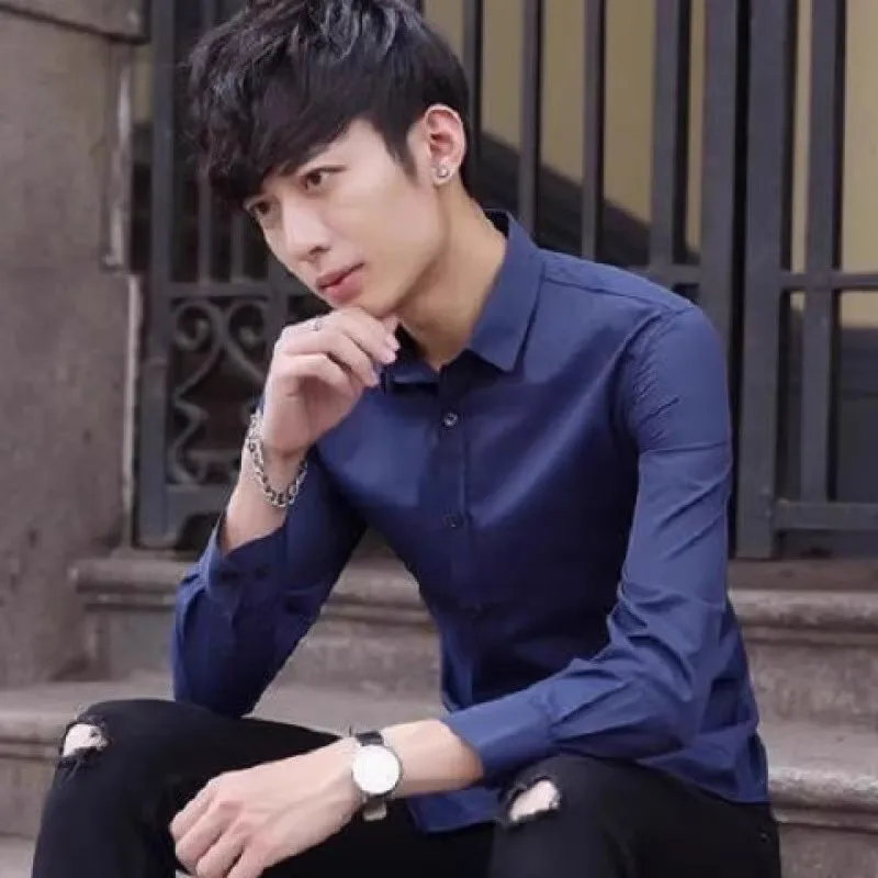 Retro japonés Sle Long Sve Casual irt para hombres primavera otoño moda Simple Slim Fit resistente al desgaste Dir ropa de trabajo Jaet