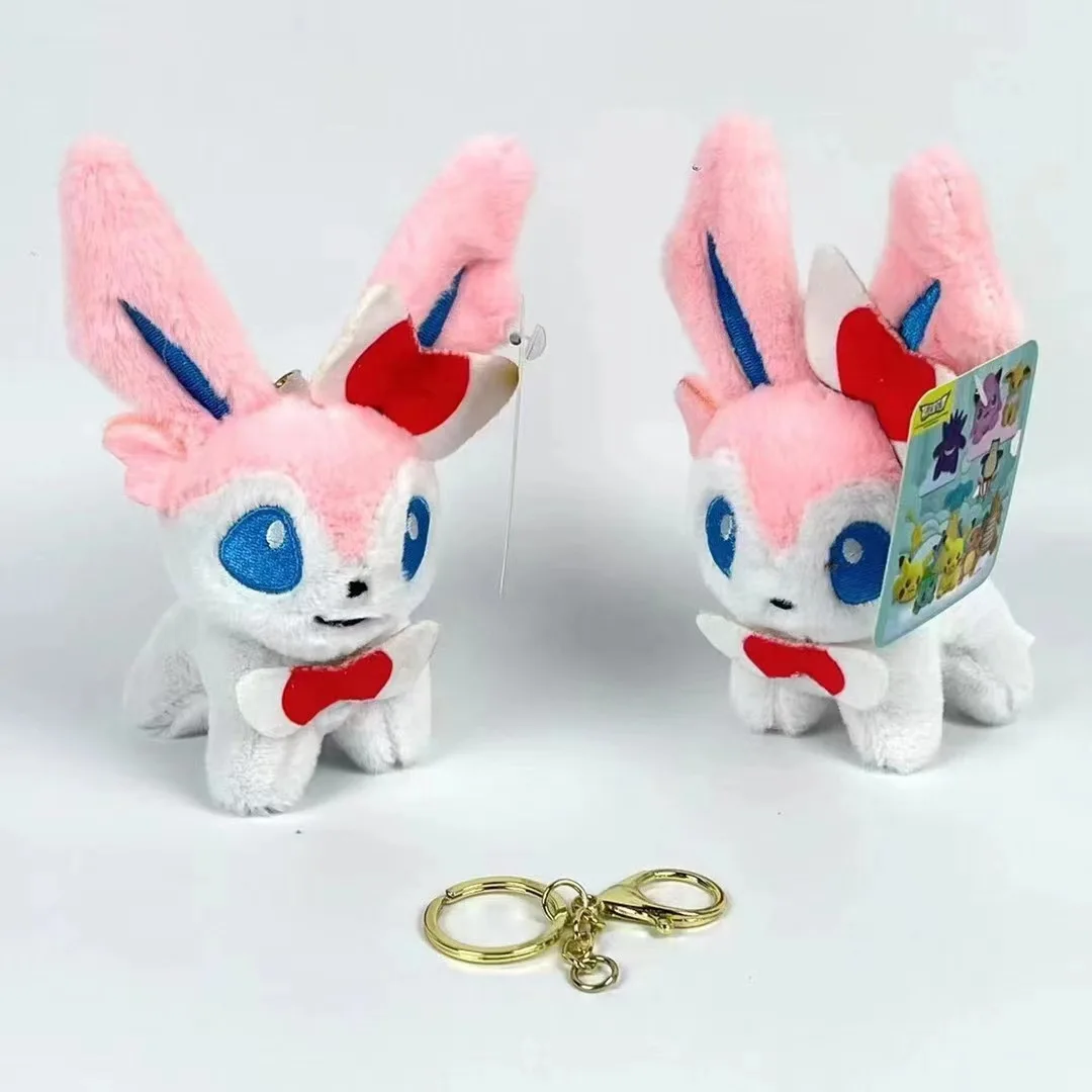 Pokemon Eevee Plush Keychain Doll Pendant Toy Pikachu Snorlax Yamper Sobble Umbreon Squirtle Vulpix Espeon Glaceon Kids Gifts