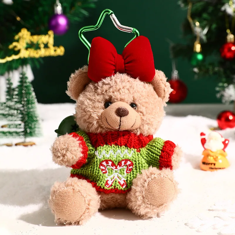 Creative Cartoon Plush Christmas Bear Car Keychain Pendant Couple Bag Pendant Christmas Gift