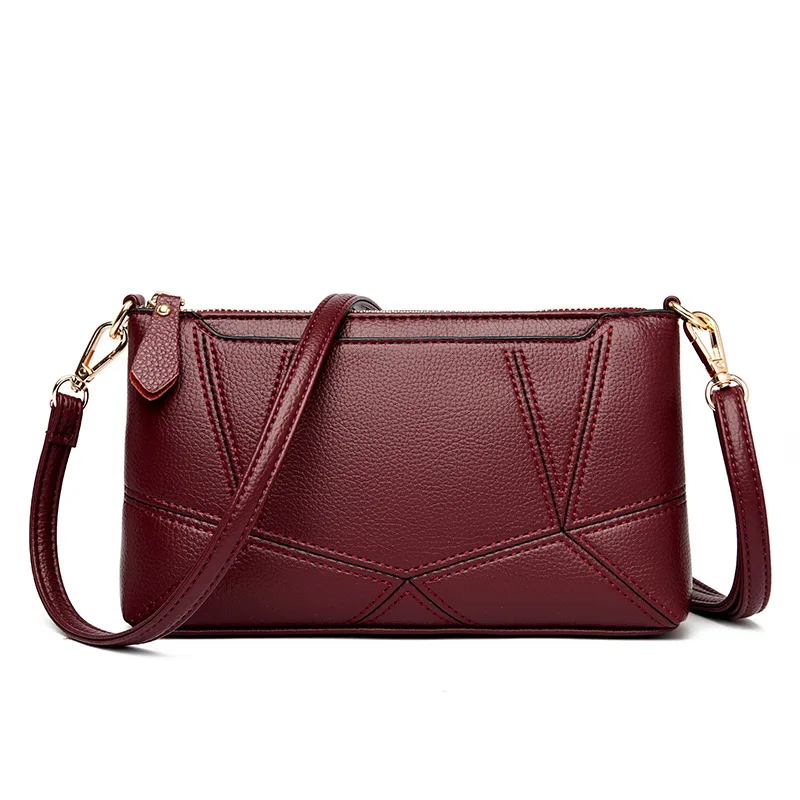 여성 숄더 가방 크로스 바디 패션 메신저 가방 캐주얼 작은 가방 2025 새로운 여름 부드러운 가죽 지갑 중년 노인