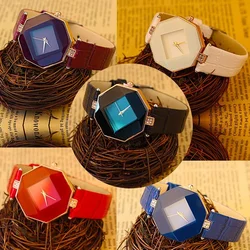 Criativo design casual relógio feminino pulseira de couro azul multicolorido relógio analógico quartzo relógios de pulso senhoras reloj mujer montre femme
