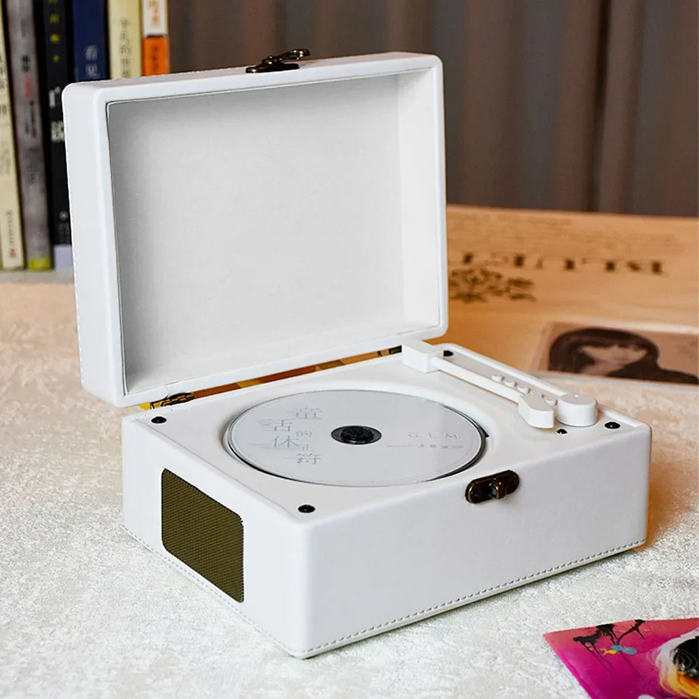 

CD Music Box Retro Fashion Gift Lossless Reproductor Portable Stereo Player Built-in Speaker Bluetooth Play USB CD Player